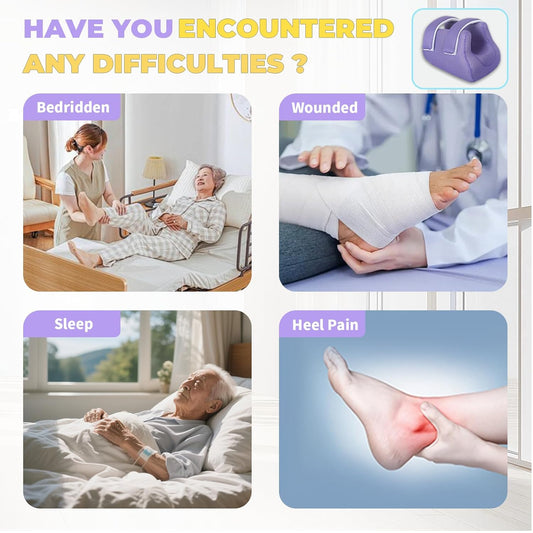 3D Heel Protectors Bed Sore Pillow Cushion for Pressure Sores,Foot Pillows Support Boot for Bedridden Patients Supplies(Purple Pack of 1)