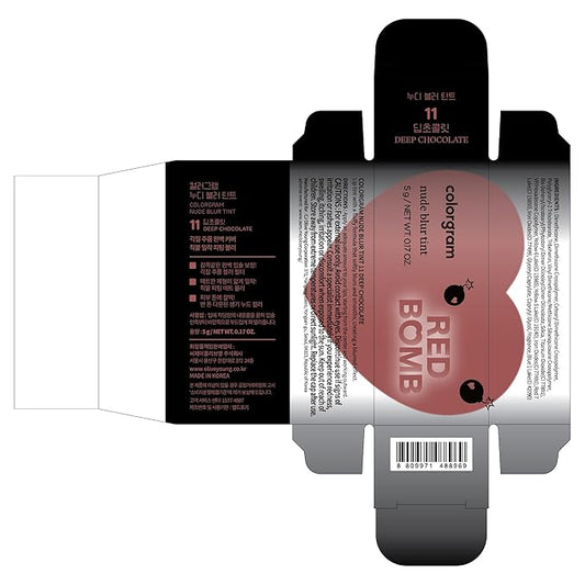 COLORGRAM NUDE BLUR TINT 11 DEEP CHOCOLATE | Soft Velvet Matte Liquid Lipstick & Cheek Tint | Lightweight Blurring Tint for a Smooth & Airbrushed Finish | Long-Lasting & Non-Sticky Formula