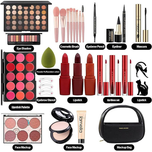 M All In One Full Makeup Kit,Multipurpose Women's Makeup Sets,Beginners and Professionals Alike,Easy to Carry (Black)