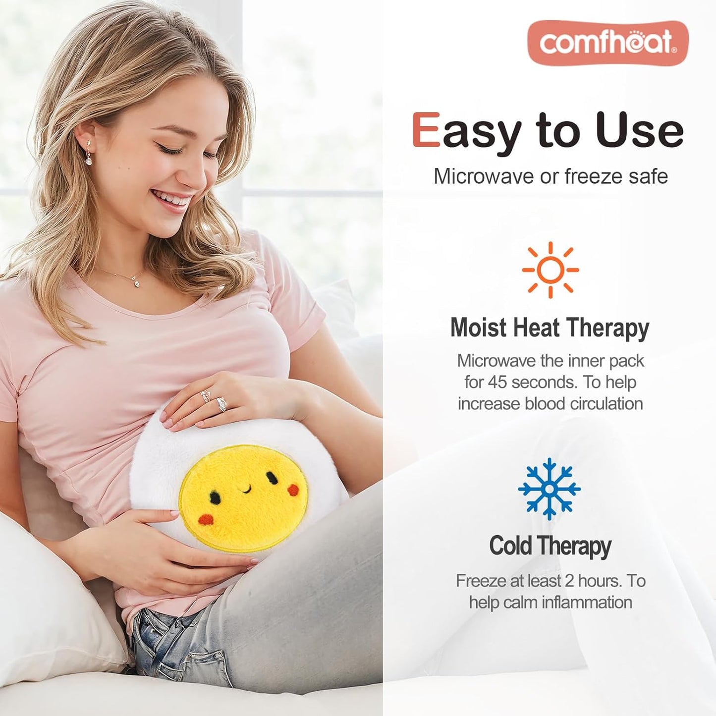 Egg Microwave Heating Pad - Hot & Cold Therapy with Natural Flaxseed Filling, Moist Heat for Cramps, Shoulder Muscle Pain Relief, Natural Heat Pack Moist Heat with Washable Cover