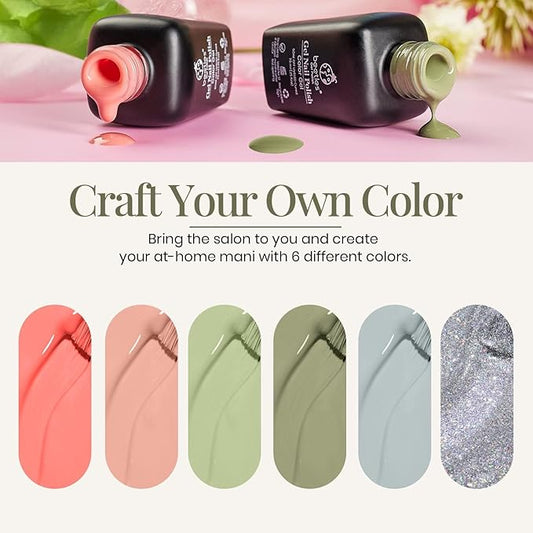 beetles Gel Polish Set 6 Colors Glitter Nude Coral Green Light Blue Gel Nail Polish Kit Soak off Uv Nail Salon Southern Belle