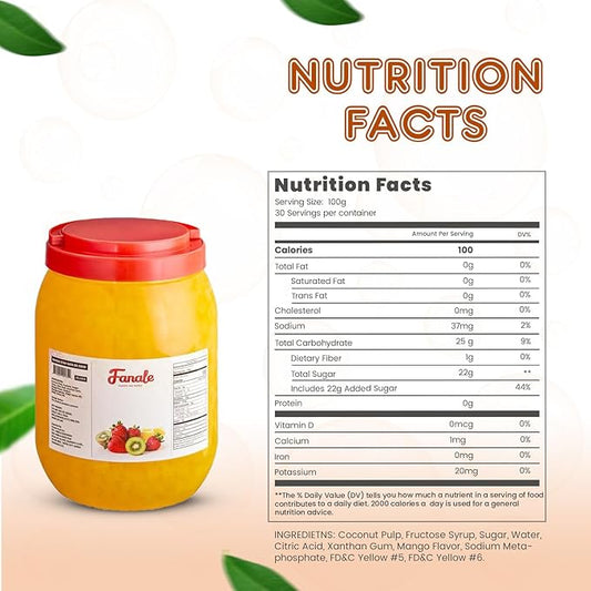 New Fanale Coconut Jelly Topping nata de coco for Boba Tea | Ice Cream | Yogurt | Smoothie | Milk Tea | Desserts Mango Star Shaped, 6.6 pound (Pack of 4) | JEL004-CS