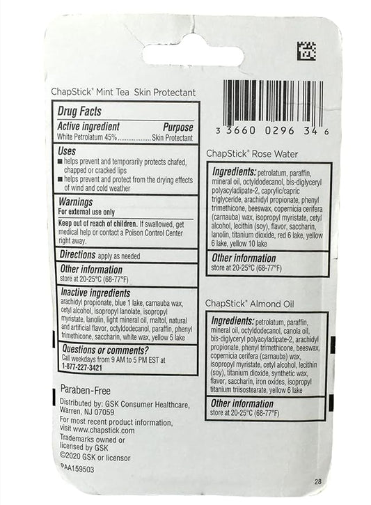 ChapStick Bulk Lip Balm SPA Collection, Lip Care Tubes, 0.45 oz, 72 ct case