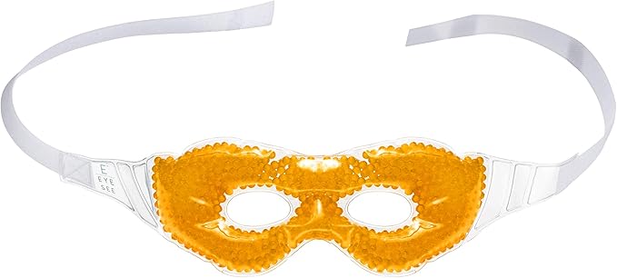 Gel Eye Mask, Orange - Cold Compress Ice Pack with Gel Beads - Microwave Safe for Heat Therapy - Great for Puffy Eyes, Dark Circles, Dry Eyes, Soothing Headaches