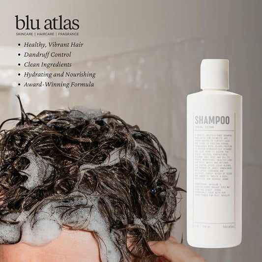 Blu Atlas Men's Natural Shampoo – Organic, Sulfate-Free, Paraben-Free – Deep Cleansing & Hydrating – Santal Cedar Scent – Made in America – 8 oz