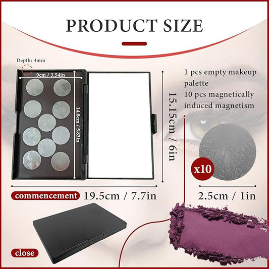 Magnetic Makeup Palette Empty with Mirror - Professional Empty Makeup Palette and Strong Magnetic Base - DIY Cosmetics Storage Box for Eyeshadow, Blush, Lipstick - Compact & Portable Design.