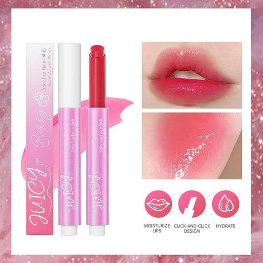 Juicy Lip Plump Shift, Click Melting Lip Balm Lasting Tint Hydrating & Nourishing Lip Care Moisturizer Glossy Color Changing Lip Gloss Non Sticky Lipstick Vegan Tinted Lip Balm (#5 Blueberry)
