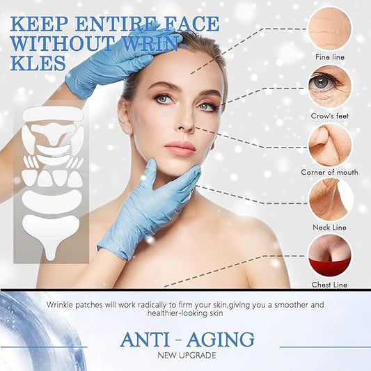 18 Pcs Wrinkle Patches,Reusable Silicone Face, Forehead, Neck & Chest Wrinkle Pads – Anti Aging Overnight Facial Smoothing Pads for Fine Lines, Decollete Care, Skin Rejuvenation