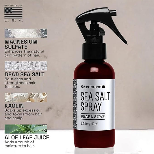 Beardbrand Sea Salt Spray for Men – Hair Texture Spray Adds Instant Volume, For Lightweight Natural Textured Look, Pearl Snap Scent, Achieve Effortless Style & All-Day Hold
