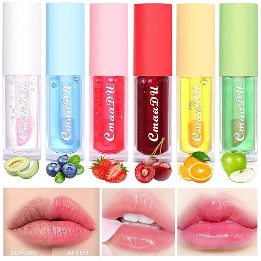 Yasovigi Fruit Lip Oil Plumping Lip Tint Moisturizing Lip Gloss, Transparent Lip Balm Care Stick Nourishing Repairing Non-sticky, Moisture&Lighten Lip Lines