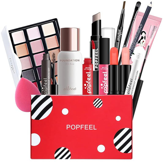 All-in-One Makeup Gift Set Carry All Makeup Kit Women Full Kit With Makeup Bag Lipgloss Lipstick Concealer Blush Foundation Face Powder Eyeshadow Palette Cosmetic Palette #2