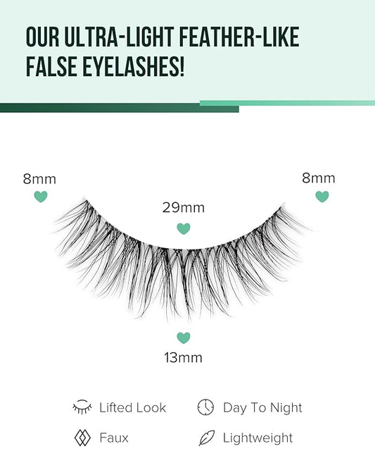 Eyelashes Wispy Lashes Natural Mink Eye Lashes Pack Clear Band Strip Lashes That Look Like Extensions Short False Eyelashes Natural 7 Pairs