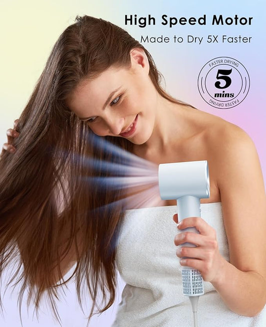 Hair Dryer with Diffuser for Curly Hair, Negative Ionic Hairdryer, High-Speed Blow Dryer with 110, 000 RPM Brushless Motor, Fast Drying Lightweight Travel Hairdryer, Low Noise Quiet Hair Dryers