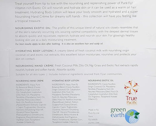 Pure Fiji Nourishing Trio, Ideal Spa Bath Gift Set for Women - Travel Kit - Includes Exotic Body Oil , Hydrating Body Lotion For Women and Nourishing Hand Cream, Starfruit Scent