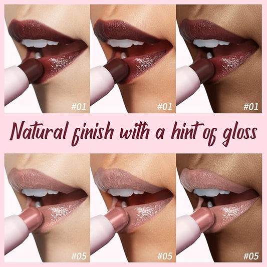 2PCS Tinted Lip Balm Chapstick with Color, Natural Semi - Gloss Finish, Hydrating/Coloring 2 in 1 Moisturizer Lip Stick for Girls & Women #01+#05