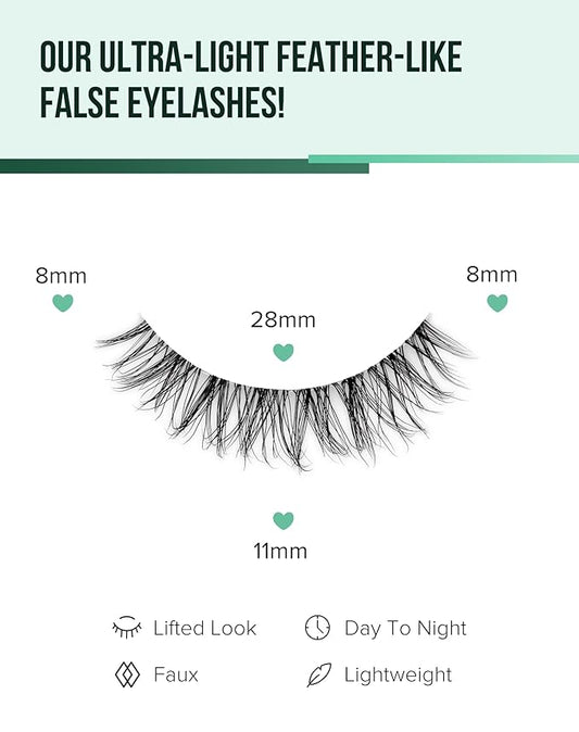 Short Eyelashes Natural Look Wispy Lashes Natural Fake Lashes C Curl Eye Lashes Wispies Eyelashes Fluffy False Lashes Pack 7 Pairs