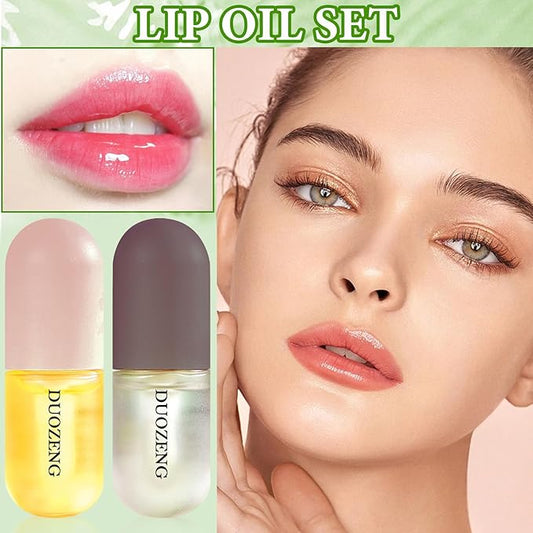Lip Plumper Set,Lip Plumper Oil Gloss Moisturizing Lip Plumper Lip Care Serum,Hydrating Plump Gloss Reduce Fine Lines,Lip Plumper for Day & Night Use Set B(2Pcs)