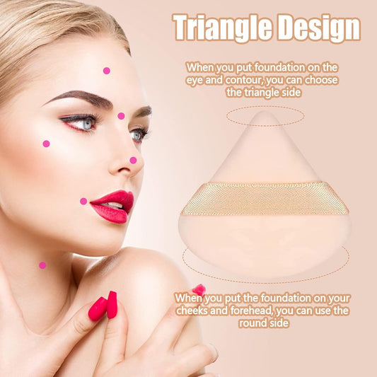 Pimoys 6 Pieces Powder Puff Face Triangle Makeup Sponge Soft Powder Puffs for Loose Powder Foundation Sponge Setting Powder Puff Makeup Tool, Stocking Stuffers Gift for Women
