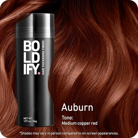 BOLDIFY Hair Fibers (56g) - Fill In Thinning and Fine Hair for an Instantly Fuller, Thicker Look - 14 Shades for Women & Men - Auburn