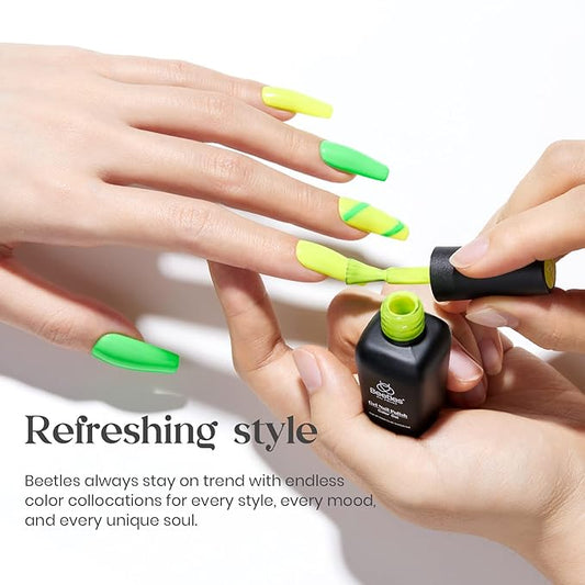 Beetles Halloween Gel Nail Polish Set - Dopamine Pleasure 6 Colors Gel Polish, Neon Orange Hot Pink Blue Yellow Green Purple Soak Off Uv Led Nail Art Manicure Gift for Women