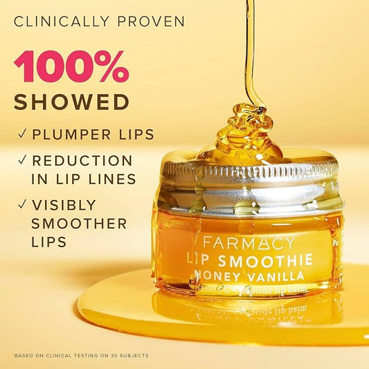 Farmacy Peptide Lip Balm - Lip Smoothie Hydrating Lip Balm with Vitamin C to Visibly Plump + Smooth Lip Lines - Nourishing Lip Treatment with a High-Gloss Finish - Honey Vanilla (10g)