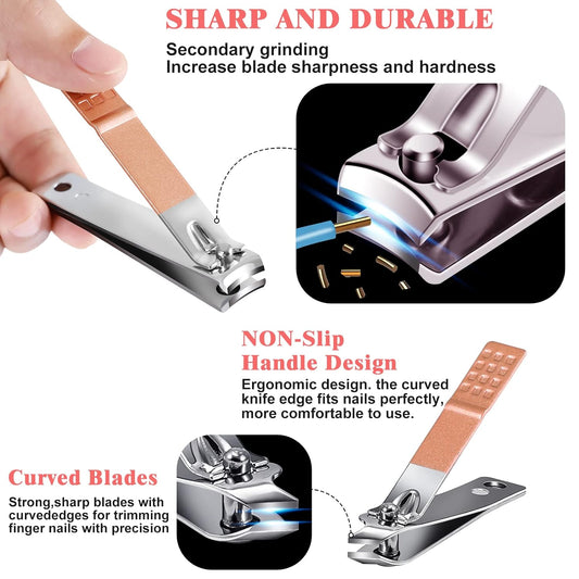 Manicure Set Pedicure Kit Womens Nail Clippers Set 32 in 1 Professional Grooming Care Tools Nail Kit Including Facial, Fingernails and Toenails Care with Travel Case Women (Rose Pink_32 in 1)