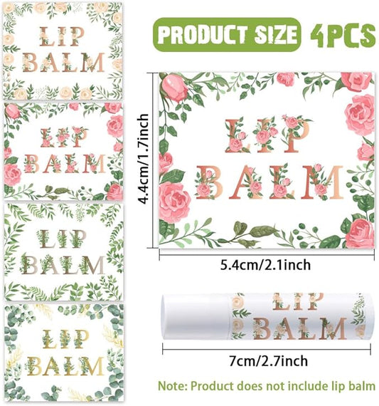 OLYCRAFT 100Pcs Self-Adhesive Lip Balm Tag Stickers 1.7x2.1 inch Waterproof Adhesive Label with Flower Patterns Rectangle Lipstick Tag Sticker for Lip Balm Container Tubes Lipstick Wrapping Decoration