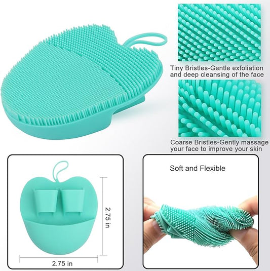 INNERNEED Soft Silicone Facial Cleansing Brush Set, Gentle Exfoliating and Massaging Face Scrubber Pad, Anti-Slip Design for Blackhead Removal and Skin Care (Pack of 3)