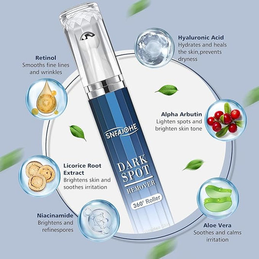Dark Spot Remover for Face and Body - Dark Spot Advanced Corrector Serum for Melasma, Age Spots, Freckles & Sun Spots, with 360° Roller for All Skin Types