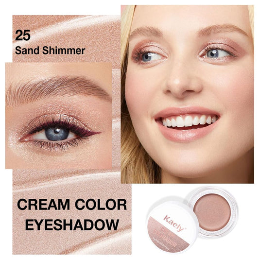 evpct Single Cream Eye Shadow Palette Pot Makeup for Older Women, Sand Shimmer Glitter Metallic Monochrome Cream to Powder Eyeshadow Palette Eye Brightener, Highly Pigmented Waterproof Blendable