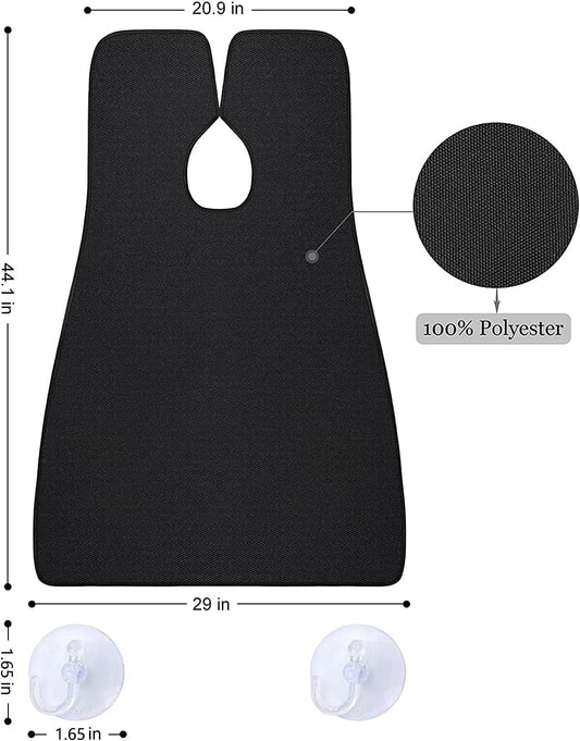 Kingsmile Beard Hair Catcher, Beard Bib Apron for Men, Beard Bib & Beard Apron, Beard Catcher with 2 Suction Cups, Hair Clippings Catcher, Shaving Apron for Shaving & Trimming, Waterproof Black