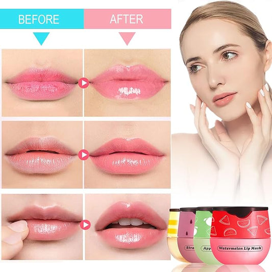 Honey Lip Balm Pot, 3 Pcs Honey & Strawberry & Apple Lime Lip Mask Propolis Moisturizing Hydrating Prevention Dry and Cracked Lip Scrubs Exfoliator