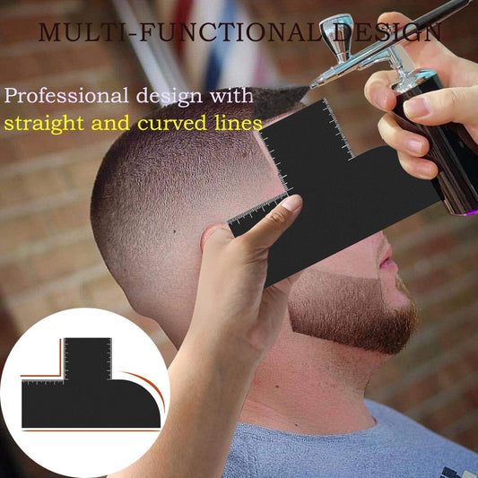 4 Pcs Enhancement Card for Barbers with Measurement Indicators, Easy to Clean Hairline Maker Guide for Barbers, Reusable Hairline Shaping Tool for Men's Hairlines and Beard(T+S+W+V Shaped)