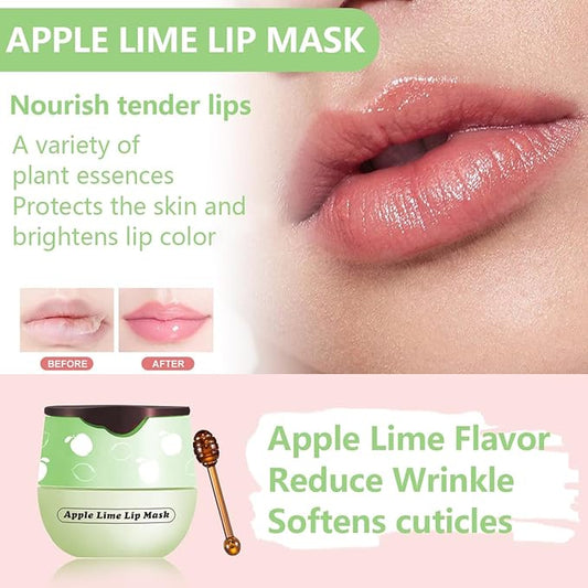 Apple Lime Lip Balm, Honey Strawberry Apple Watermelon Lip Mask, Vitamin E Lip Masks, Moisturizing Lip Sleeping Mask, Lip Balm With Stick, Lip Scrubs Exfoliator (Apple Lime)