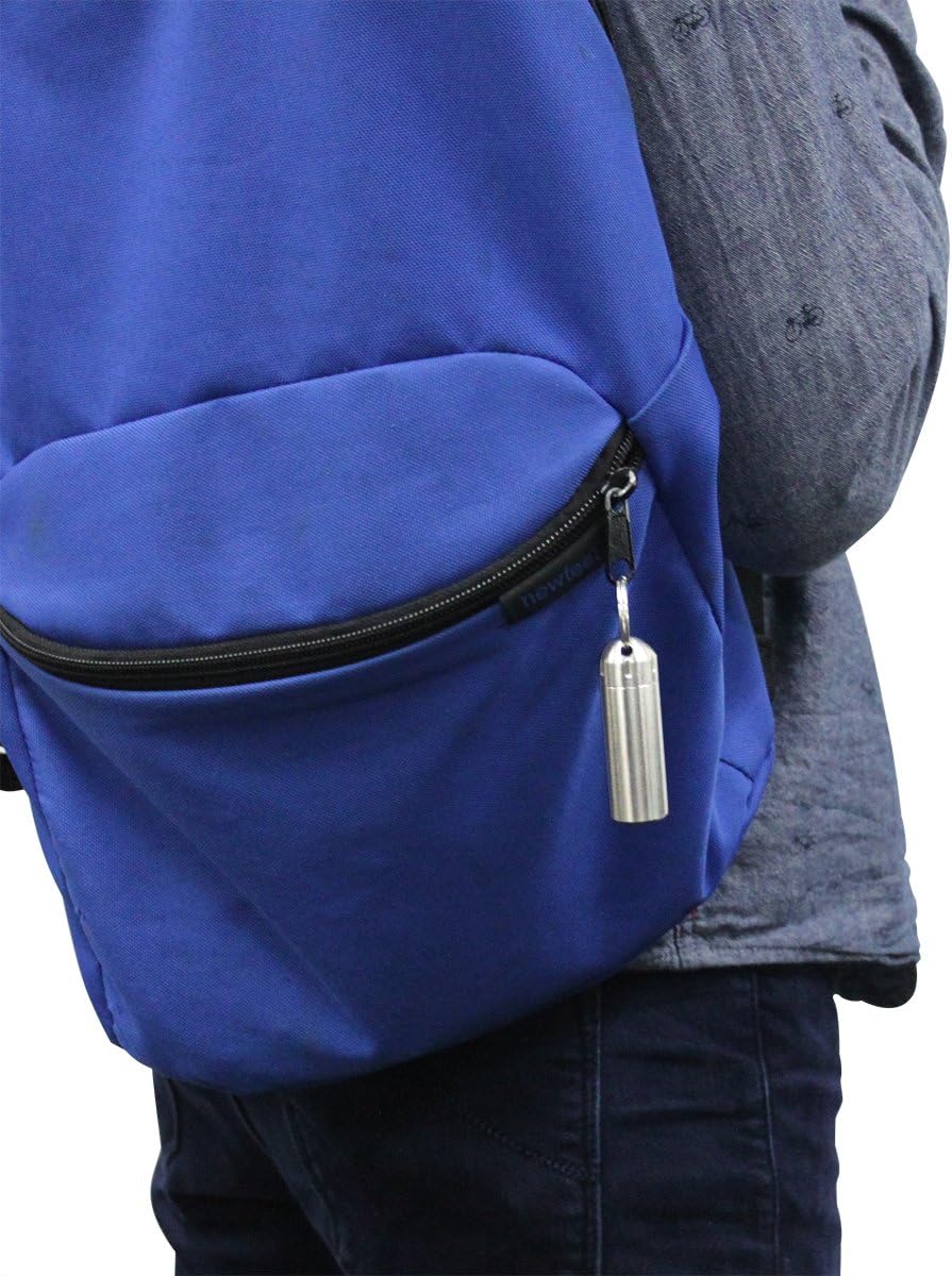 SHD Pill Box Keychain Waterproof Single Chamber Stainless Steel Pill Organizer for Outdoor Travel Camping