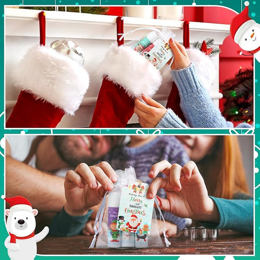 100 Pack Christmas Party Gifts Bulk Lip Balms Favors Bulk Christmas Stocking Stuffers Holiday Party Goodies Gifts Small Thank You Employee Appreciation Gifts for Women Men Coworkers Staff