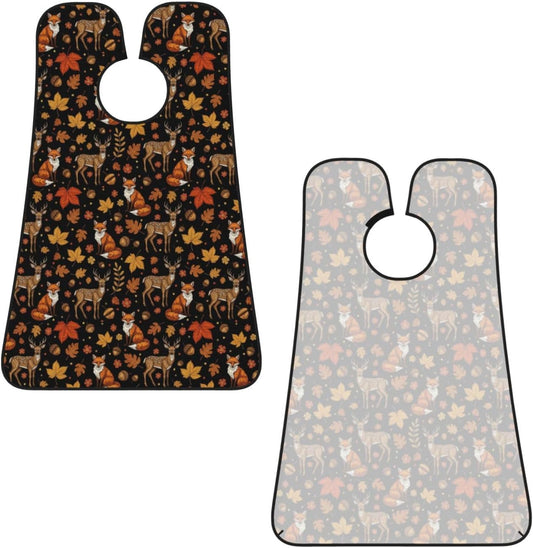Professional Beard Bib, Non-Stick Hair Catcher Apron Waterproof, Shaving Grooming Essential for Men Dad, Autumn Leaves Fall Foxes Deer Shave Bib