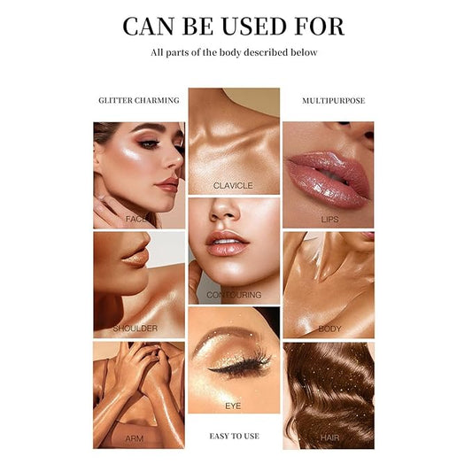 Highlighter Makeup Stick - Patting Powder, Body Glitter Fairy Dust Glitter Fairy Makeup Powder Stick Patting Powder Glitter Contour Blush Powder Face Brightens for Face Body Hair Makeup Kit - 3 Colors