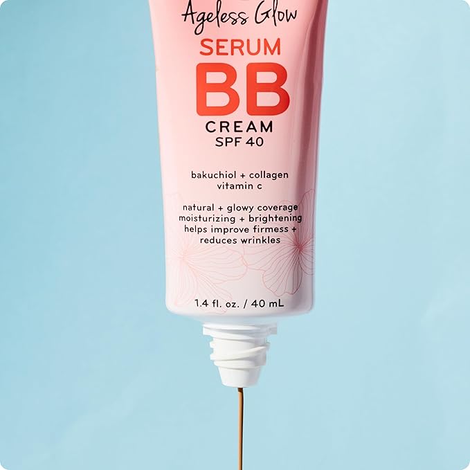 pūrlisse Ageless Glow Serum BB Cream SPF 40 - Glow BB Cream with SPF Enriched with Bakuchiol & Vitamin C to Help Improve Firmness & Reduce Wrinkles for Dewy Skin - Medium (1.4 oz)