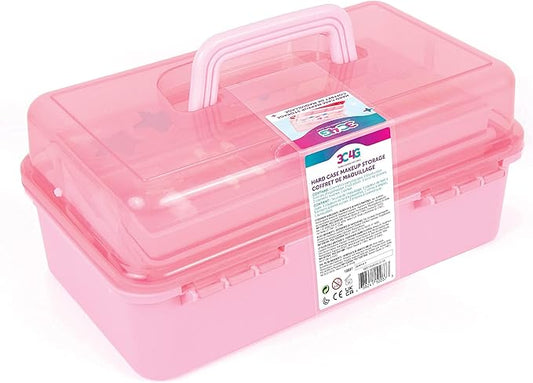 3C4G Pink and Gold Hard Case Makeup Storage Set - Kids Makeup Kit for Girls and Teens - Includes Storage Case, 5 Eyeshadows, 1 Blush, 2 Lip Glosses & 1 Nail Polish - Ages 8+ by Make It Real