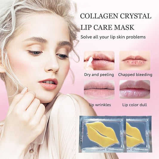 30 pieces of Moisturizing Collagen Crystal Lip Mask - Anti-Ageing & Anti Chapped, Reduce lip Wrinkles, Fade Lip Color, Make Skin Smooth And Firm Collagen Lip Pieces (Gold-Lip Mask) …