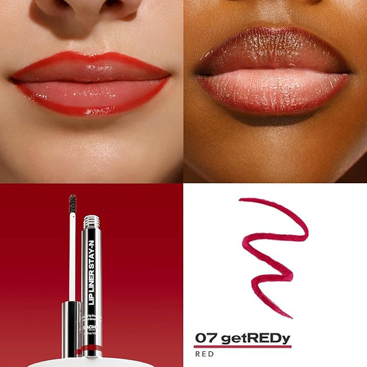 Sacheu Lip Liner STAY-N Peel Off Lip Stain — Long Lasting Matte Lip Tattoo Transfer Proof Lipstain Infused with Hyaluronic Acid & Vitamin E — Vegan & Cruelty-Free, getREDy (Red Rouge)