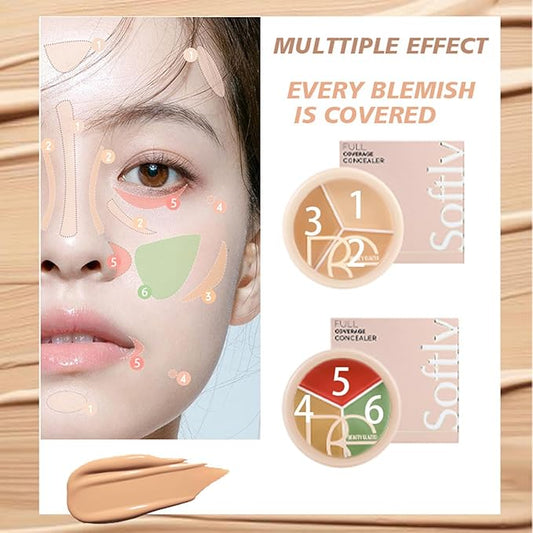 Foundation Concealer Palette + Color Corrector Palette, Light Color Combination Cosmetics Cream Highlighting Palette, Cover Dark Circles, Bruises, Age Spots, Blemish, Vegan & Cruelty Free