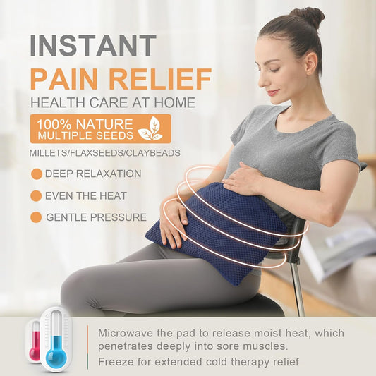 UNCN Wide Microwave Heating pad with Washable Cover 9.5 x 16in Microwavable Hot Pad for Neck Shoulder, Cramps, Back Cordless Warm Compress Weighted Moist Heat Pack for Aches, Unscented