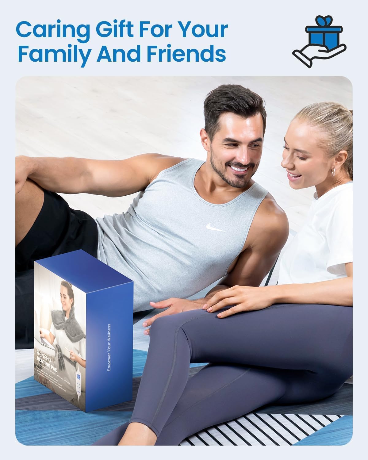 RENPHO King Size Heating Pad for Back Pain Relief, Birthday Christmas Gifts for Men Women, Stocking Stuffers, FSA Eligible, 24"x37" XL Large Heat Pad for Neck and Shoulders, ETL Certified, Dark Blue