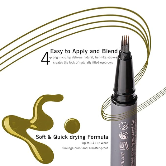 Taupe Eyebrow Pencil, 4-Prong Precision Brow Pen, Create Hair-like Stroke, Lift & Snatch Brow Shaping, Last for 24H YES.EYE DO (Cocoa Dust-Taupe)