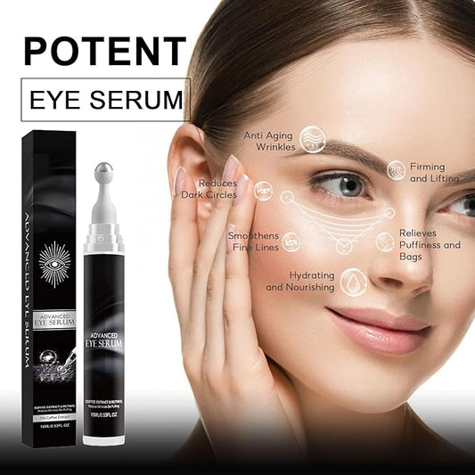 Eye Cream for Puffiness and Bags Under Eyes, Under Eye Cream for Dark Circles, Eye Roller for Puffy Eyes, Caffeine Eye Serum with 360°Massage Ball Reduce Wrinkles and Fine Lines
