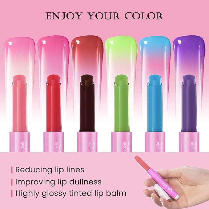 DAGEDA Tinted Lip Balm, Moisturizing Magic Color Changing Lipstick, Soothing Hydrating Lip Balm Tinted, Glossy Lip Plump Gloss Butter Balm, Lightweight, Non-Greasy, 05