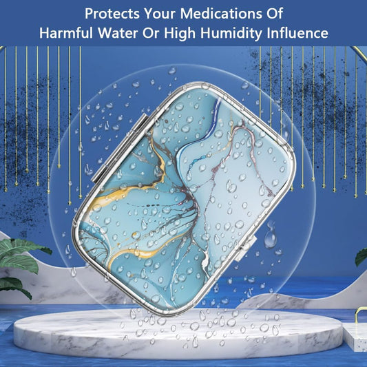 Pill Box 2 Compartment Medicine Pill Case,Portable for Pocket or Purse Pill Box Decorative Metal Medicine Vitamin Organizer Unique Gift(4PCS)