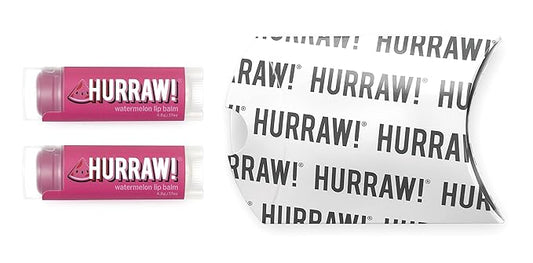 Hurraw! Watermelon Lip Balm, 2 Pack: Organic, Certified Vegan, Cruelty and Gluten Free. Non-GMO, 100% Natural Ingredients. Bee, Shea, Soy and Palm Free. Made in USA